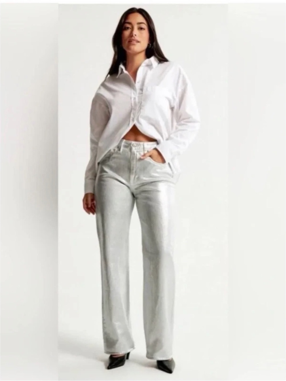 Abercrombie & Fitch Jeans High Rise 90s Relaxed Silver 25 0 Curve Love NWT